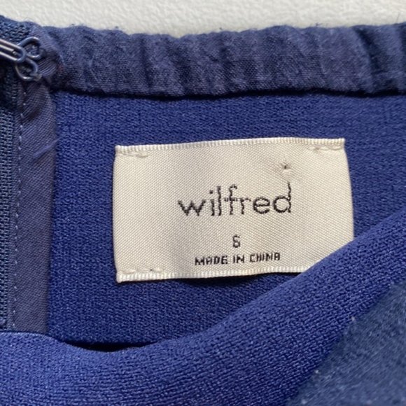 Aritzia Wilfred Navy Pursuit Faux Wrap Mini Skirt Size S - Picture 7 of 9